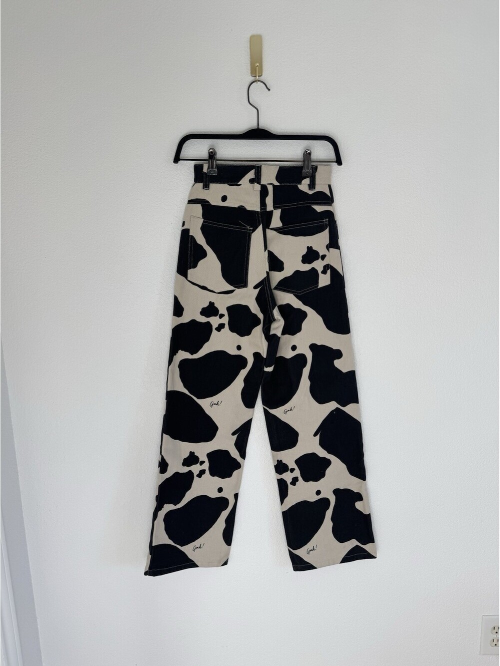 Lisa Says Gah Black and Cream Cow Print Wide Leg Jeans - Picture 4 of 8